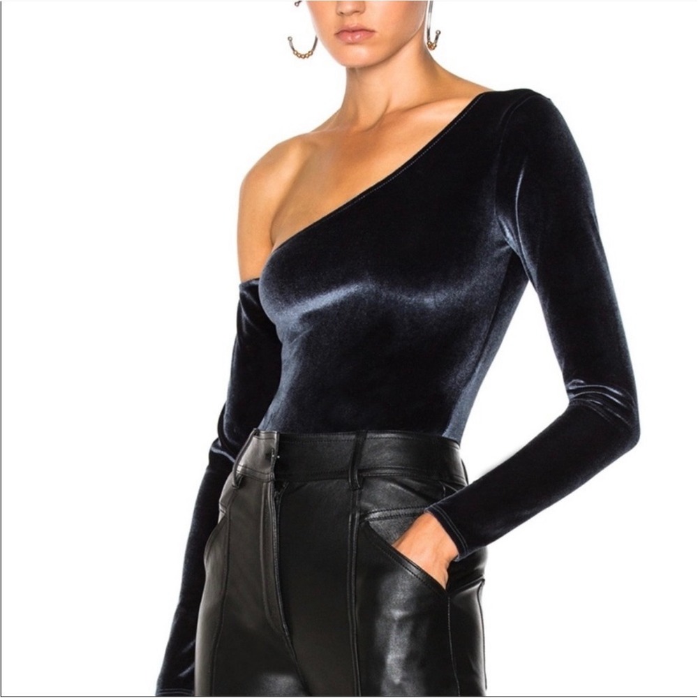 NWT Fleur Du Mal velvet one shoulder bodysuit M going out classic minimalist
